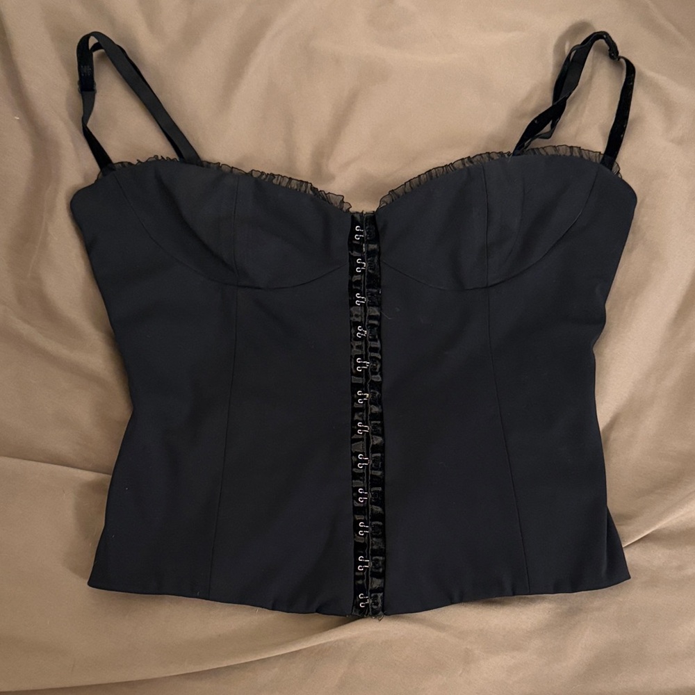 Bella Venice Black Corset Top with Hook Closure (M)